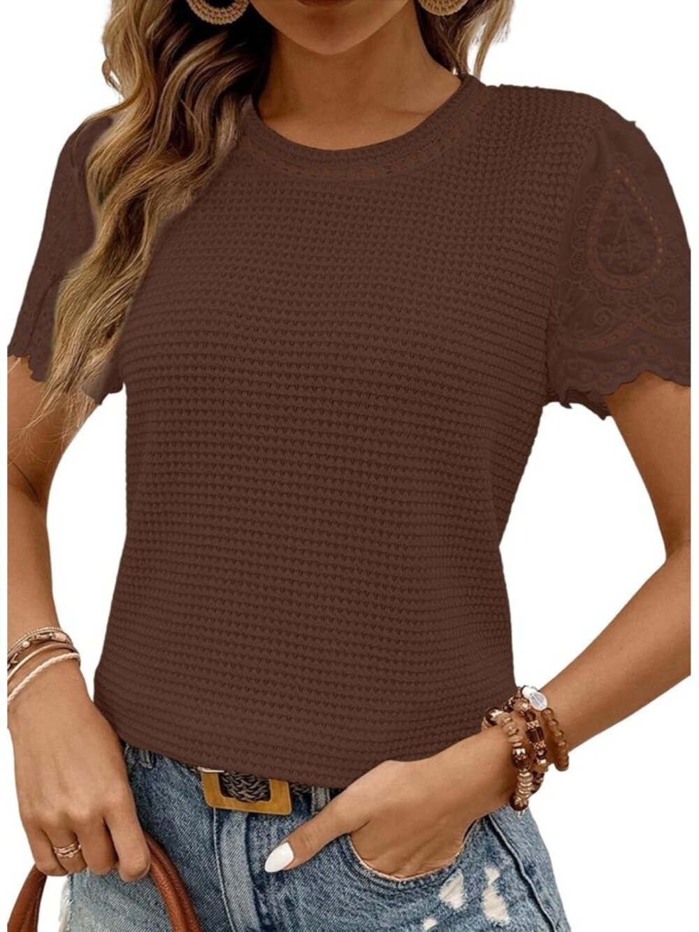 Women's Coffee T Shirts Frenchy Summer Tops Crewneck Short Sleeve Top Shirts